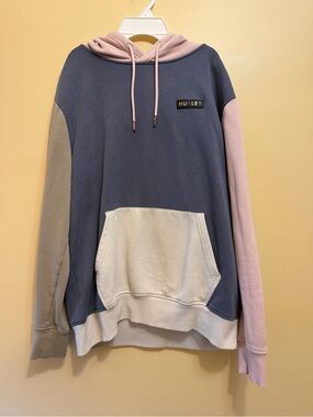 Hurley Colorblock Pullover Hoodie - Blue, Pink & Cream